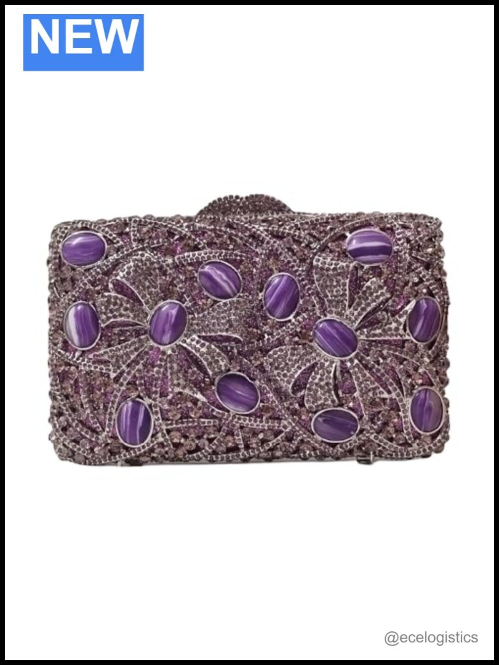 Evening Bag Crystal Rhinestone Clutch Faux Leather Wedding Party Purse Handbag